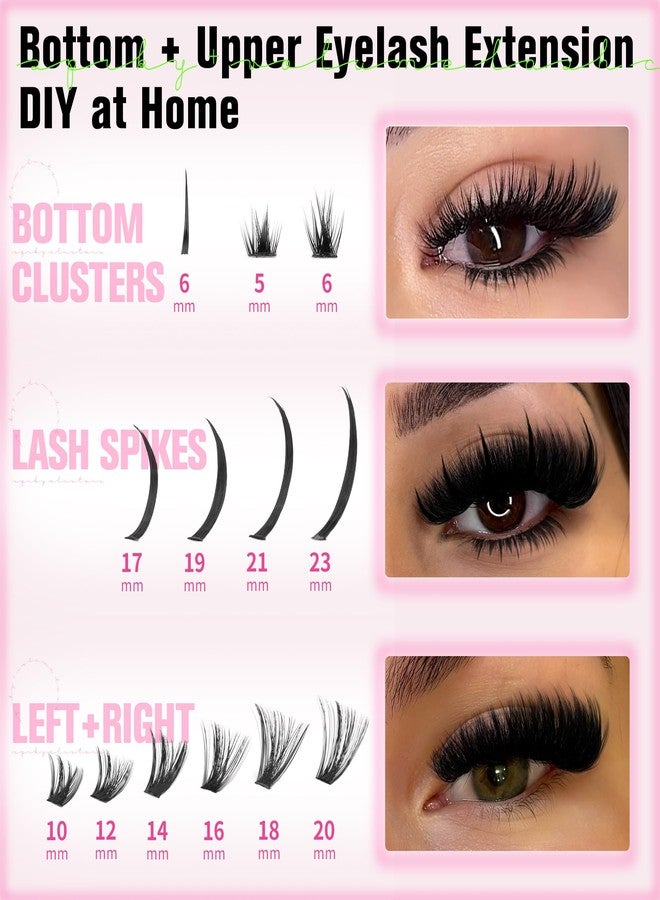 Eefofnn Spikes Lash Clusters Volume Eyelash Clusters with Spikes Cat Eye Lashes Bottom+Upper Individual Lashes D Curly Cluster Eyelash Extensions 4 Styles Lash Extensions Wispy Fairy Lash Clusters - Image 2